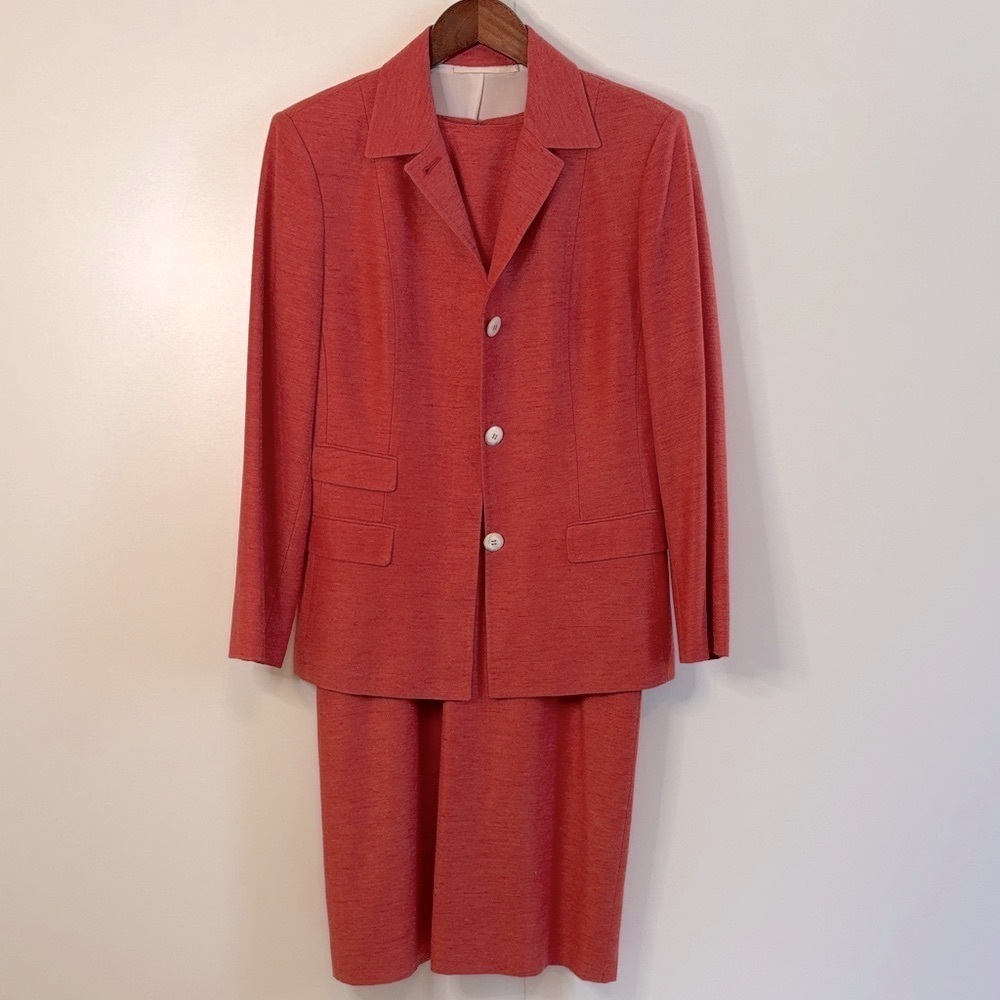 Kiton for Barney’s NY Vintage Italian Cashmere “Tweed” Midi Dress & Blazer Set